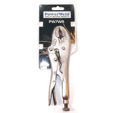 POWERWELD Locking Pliers with Curved Jaw and Cutter, 7" PW7WR